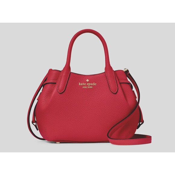 New Kate Spade Dumpling Mini Satchel Pebble Leather Perfect Cherry - Picture 1 of 5